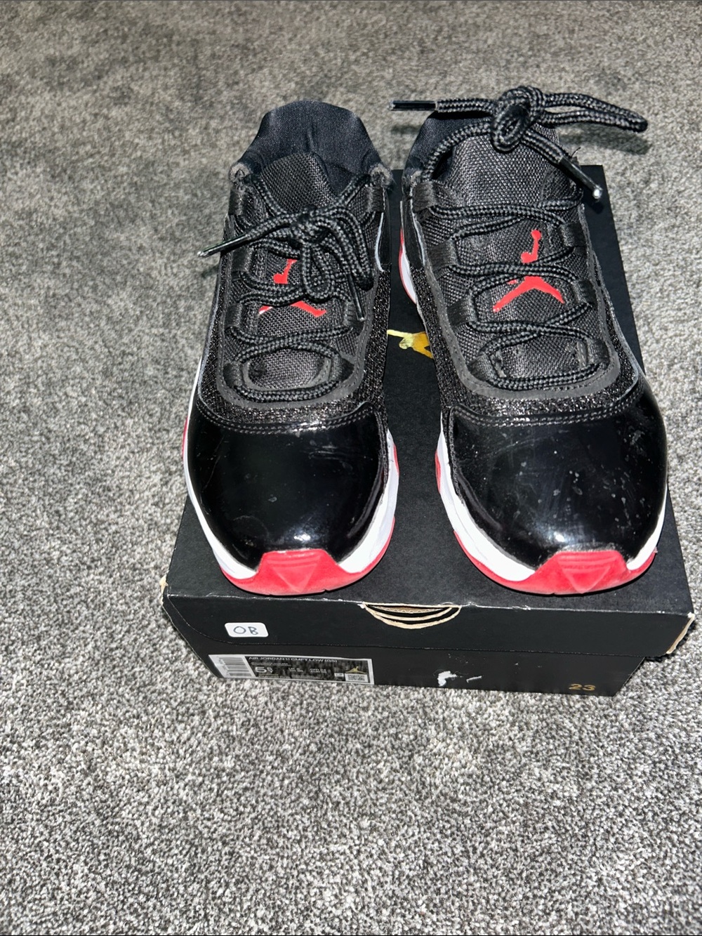 Nike Jordan Black and Red  Sneakers with Patent Toe